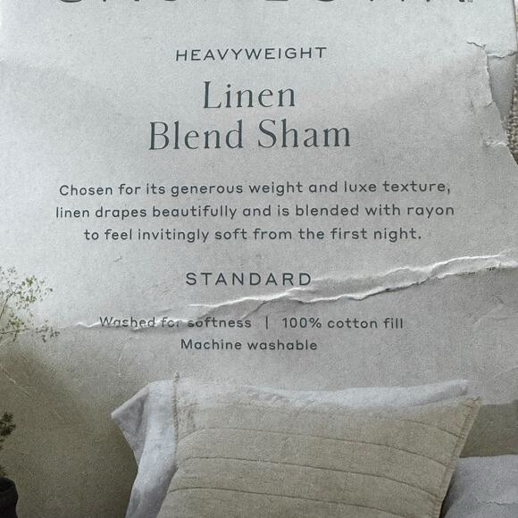 NWT Casaluna Heavyweight Linen Blend Pillow Sham Standard Size Neutral Bedding - Picture 4 of 6